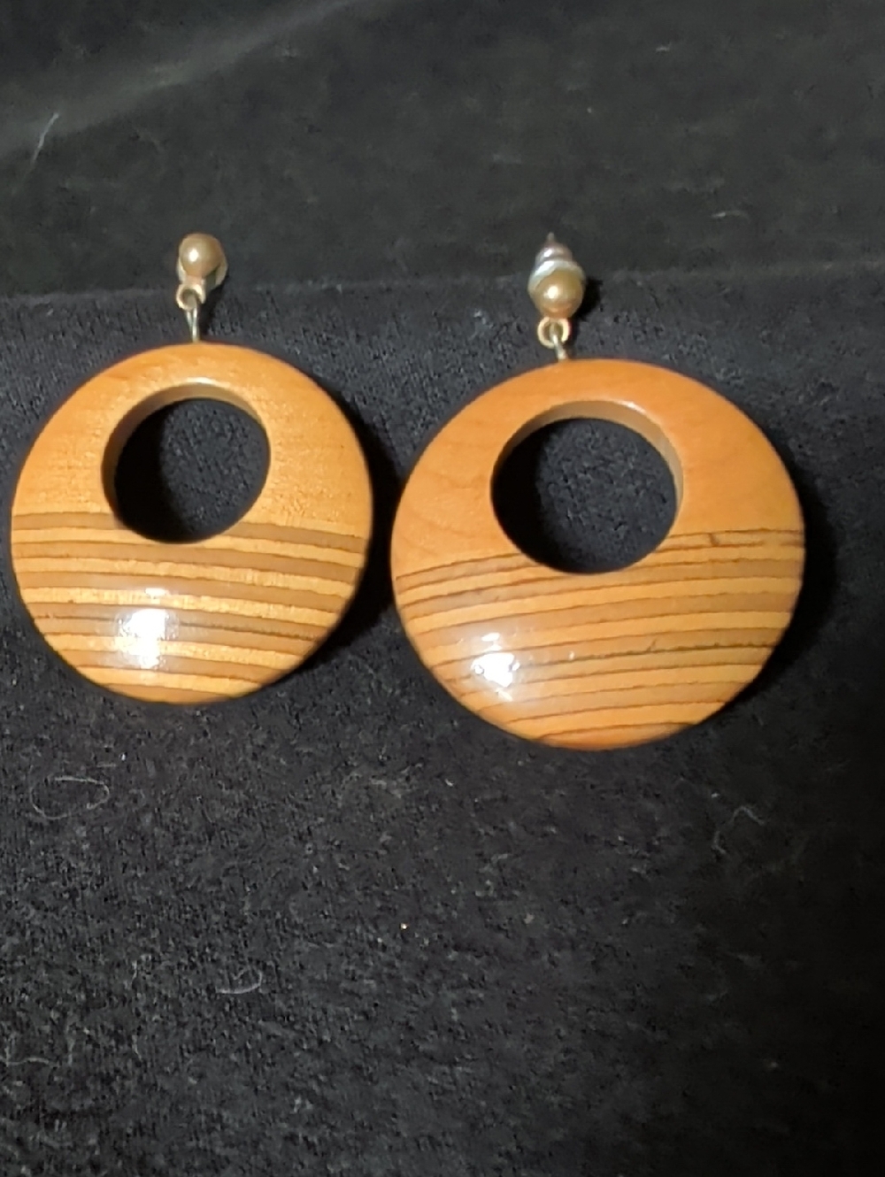 Retro Earthy Wooden Hoop Drop Earrings